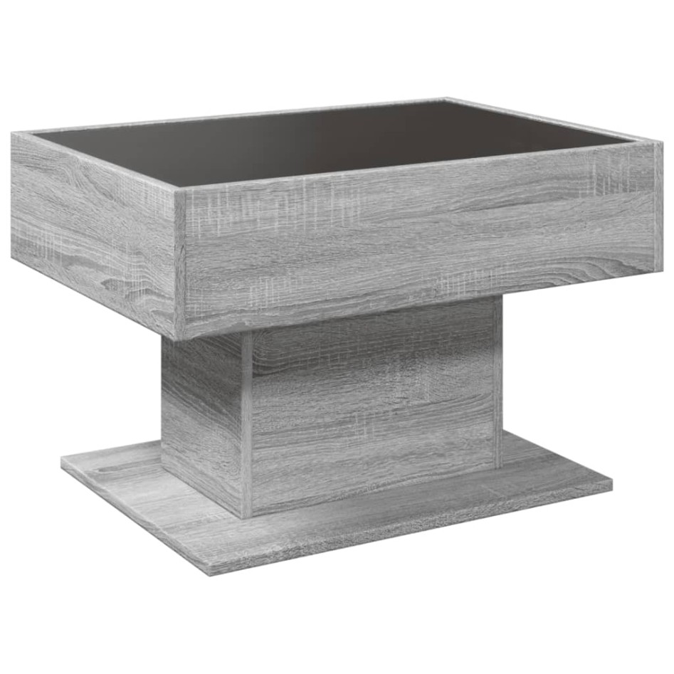 Mesa de centro y LED madera ingeniería gris Sonoma 70x50x45