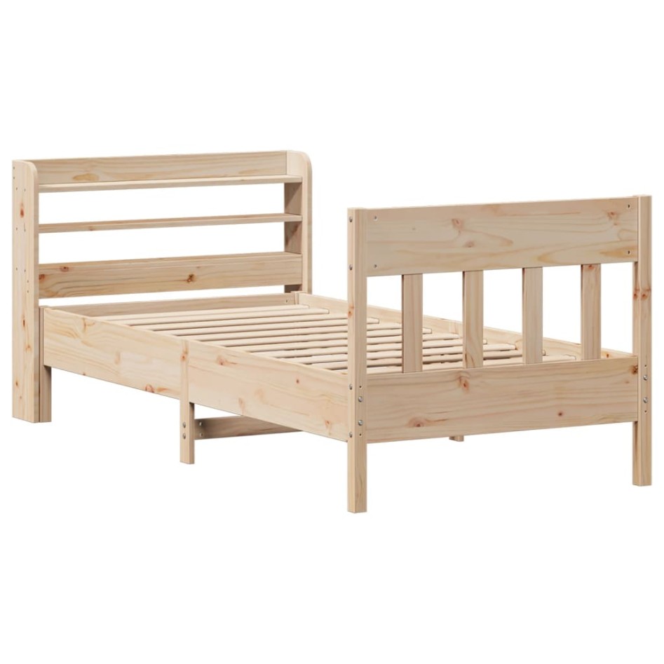 Estructura de cama sin colchón madera maciza pino 75x190