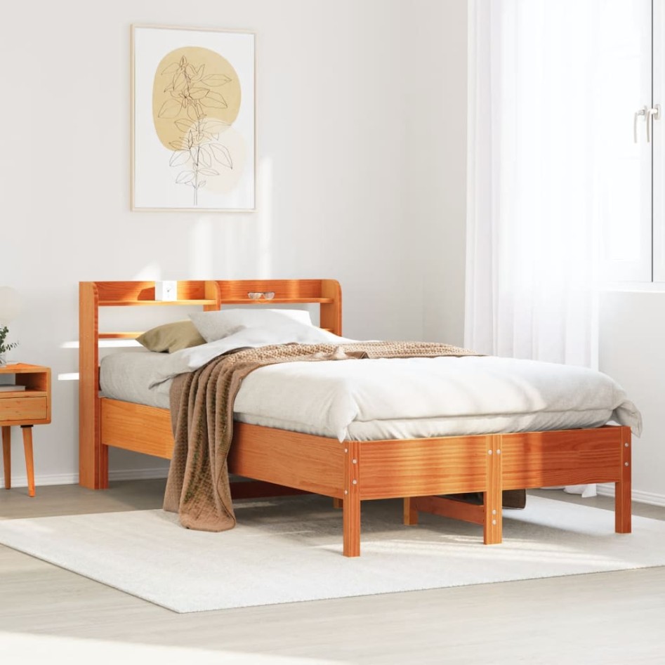 Estructura de cama sin colchón madera maciza marrón 75x190