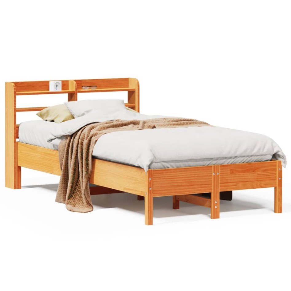 Estructura de cama sin colchón madera maciza marrón 75x190