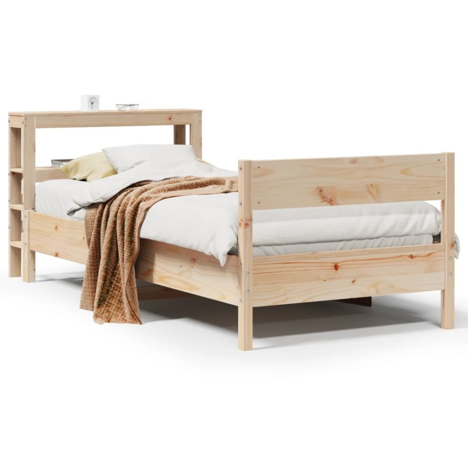Estructura de cama sin colchón madera maciza pino 75x190