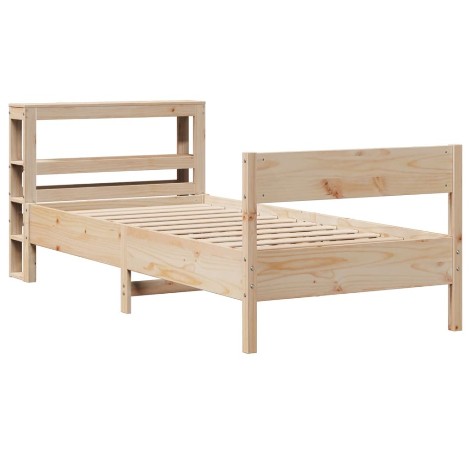Estructura de cama sin colchón madera maciza pino 75x190