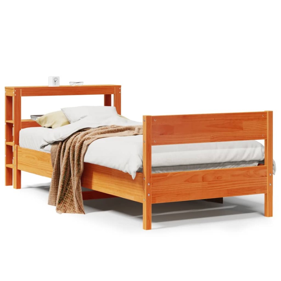 Estructura de cama sin colchón madera maciza marrón 75x190