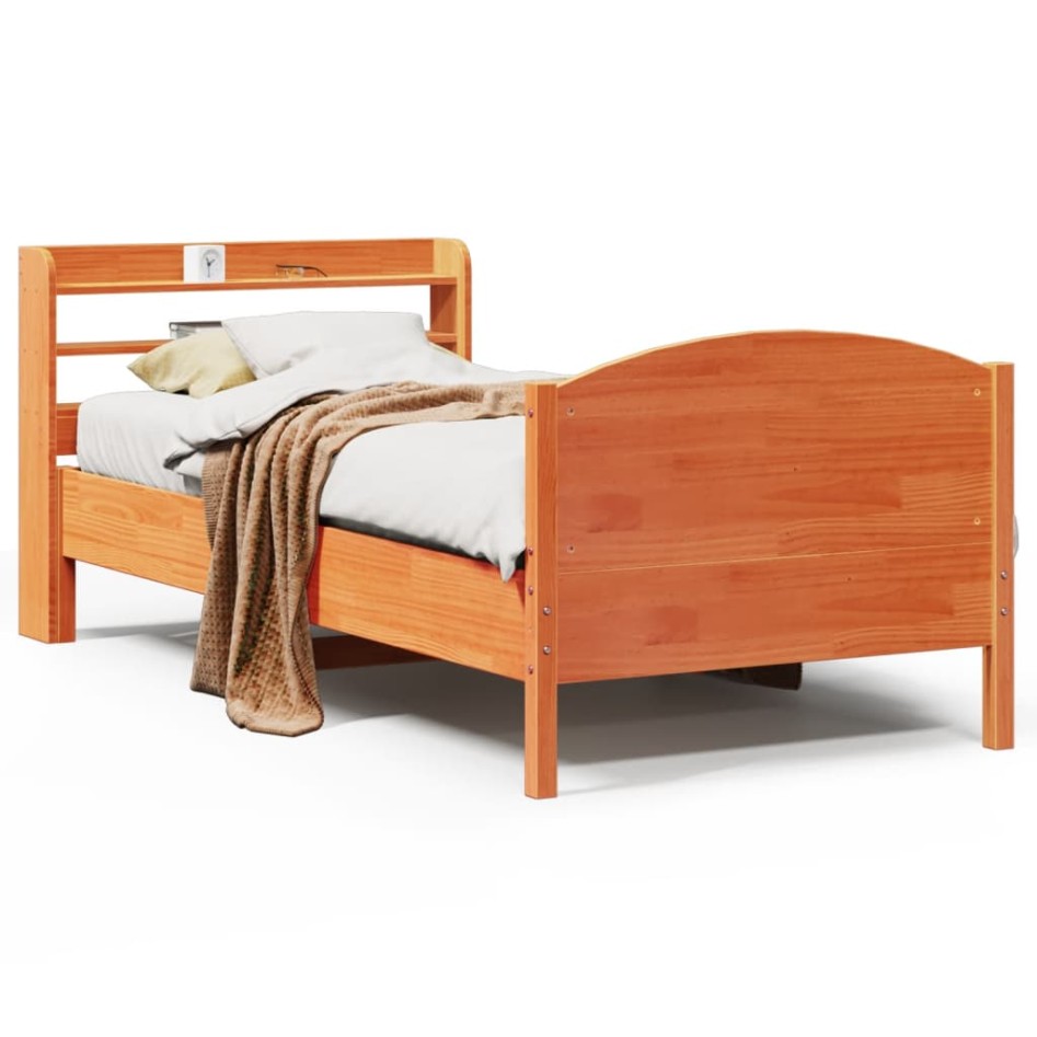 Estructura de cama sin colchón madera maciza marrón 90x190