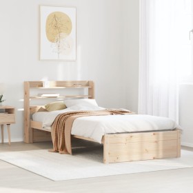 Estructura de cama con cabecero madera maciza pino 75x190