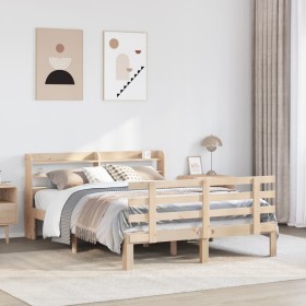 Estructura de cama con cabecero madera maciza pino 140x190