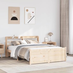 Estructura de cama con cabecero madera maciza pino 140x200