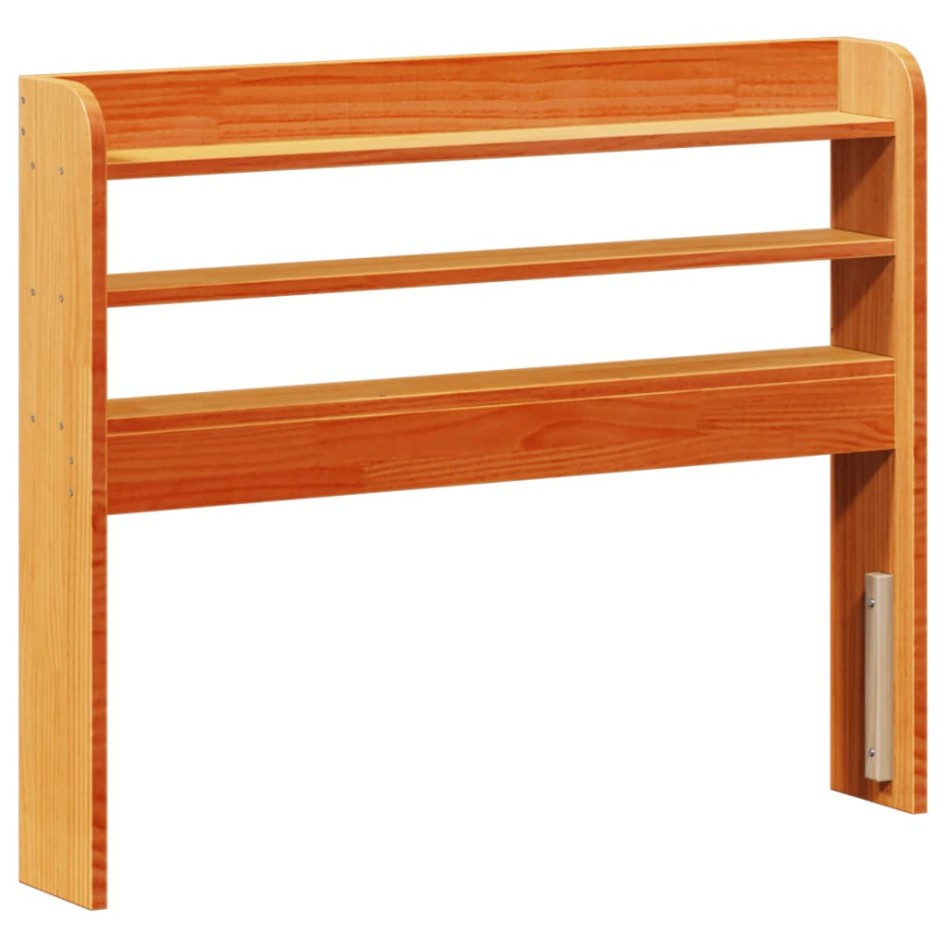 Estructura cama con cabecero madera pino marrón cera 90x190