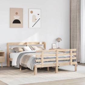 Estructura de cama con cabecero madera maciza pino 140x200