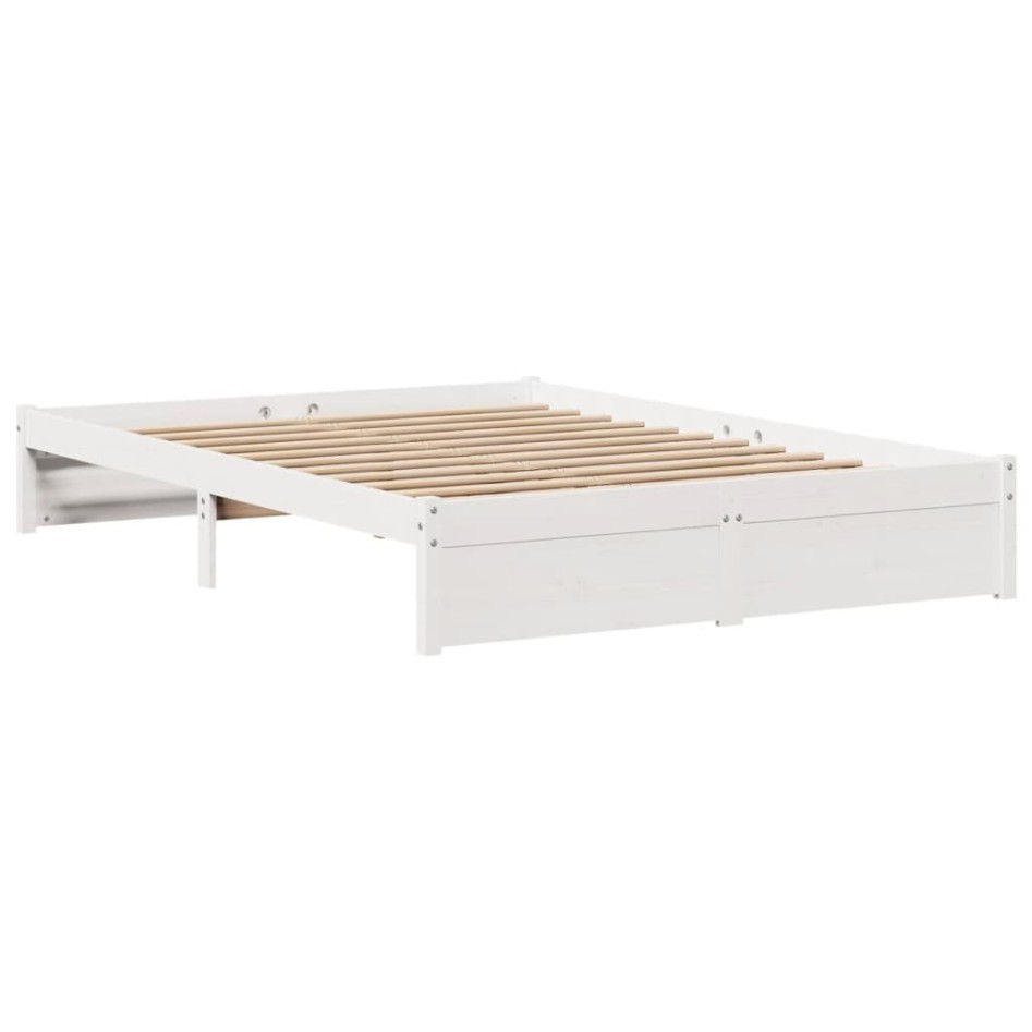 Estructura de cama con cabecero sin colchón blanco 140x190