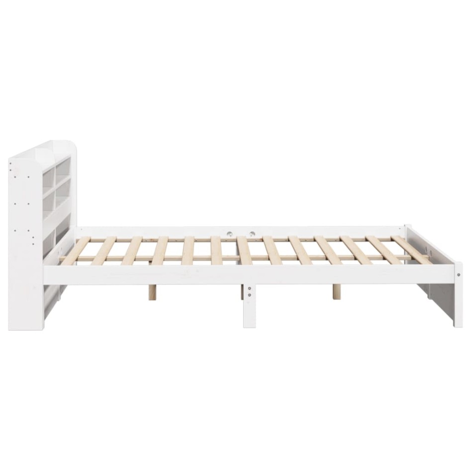 Estructura de cama con cabecero sin colchón blanco 140x190