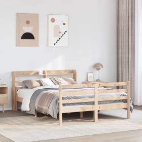 Estructura de cama con cabecero madera maciza pino 140x200