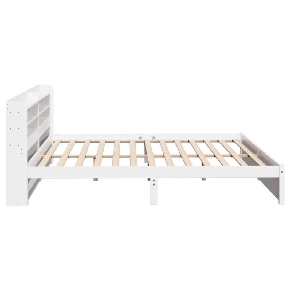Estructura de cama con cabecero sin colchón blanco 180x200