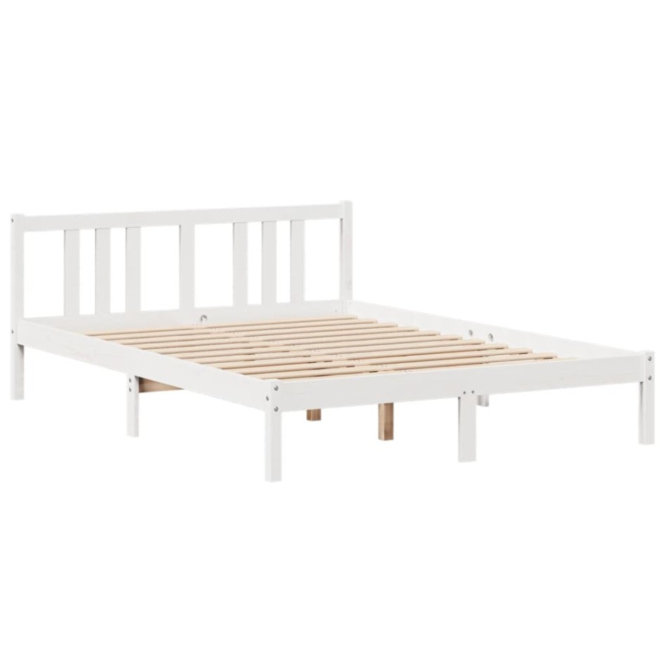 Estructura de cama con cabecero sin colchón blanco 160x200