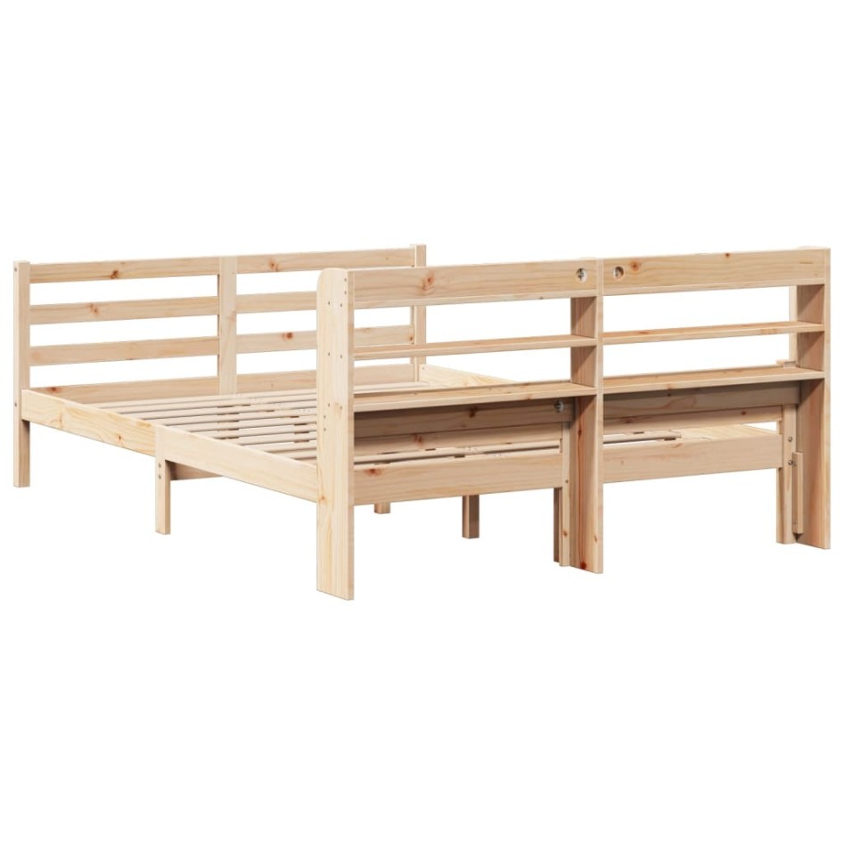 Estructura de cama con cabecero madera de pino blanco