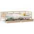 Sofá cama con cajones madera maciza de pino 90x190