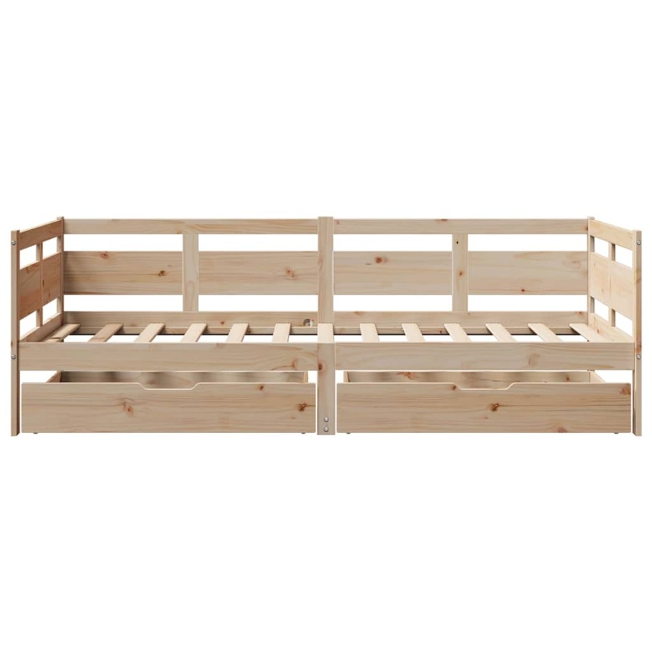 Sofá cama con cajones madera maciza de pino 90x190