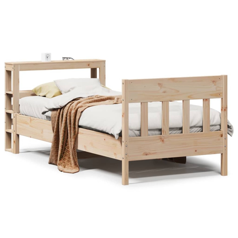 Estructura de cama sin colchón madera maciza de pino 90x200