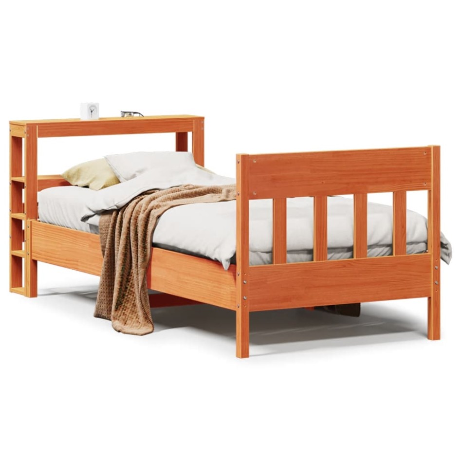 Estructura de cama sin colchón madera maciza marrón 75x190