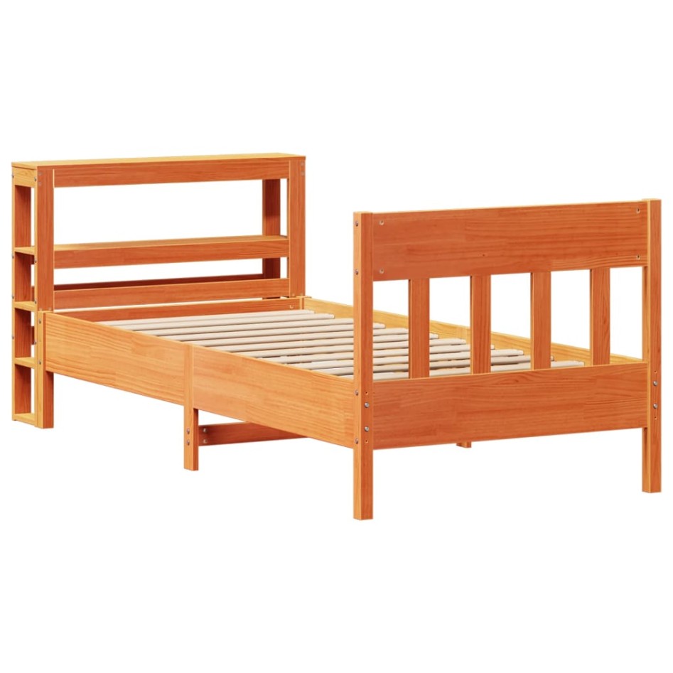 Estructura de cama sin colchón madera maciza marrón 75x190