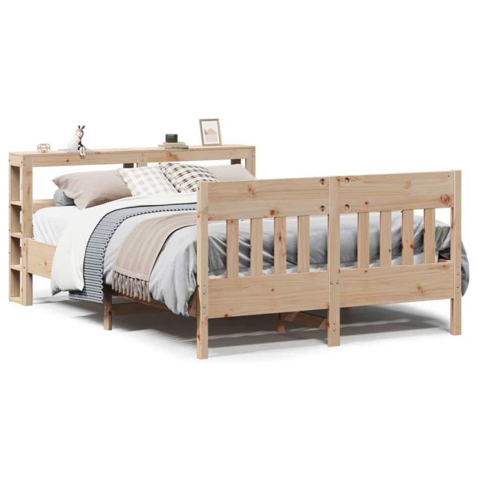 Estructura de cama sin colchón madera de pino maciza 120x200