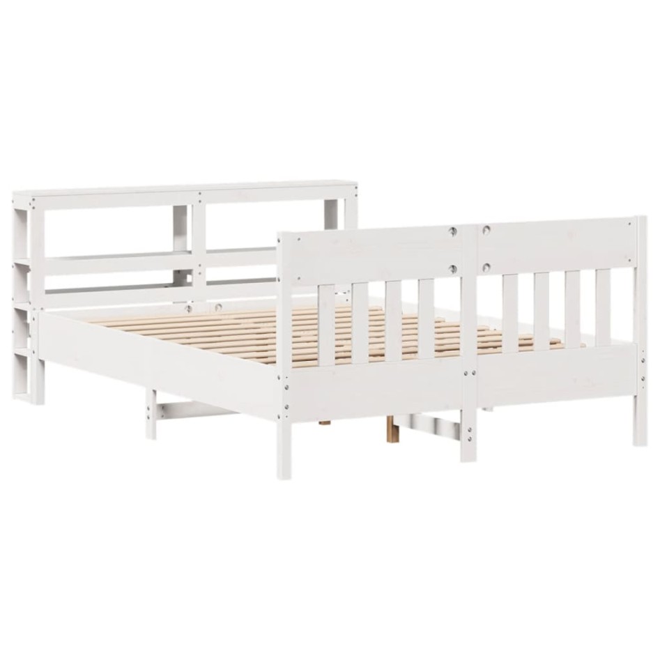 Estructura de cama sin colchón madera de pino blanca 140x200