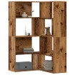 Estantería de esquina 4 niveles madera envejecida 85x85x140 cm