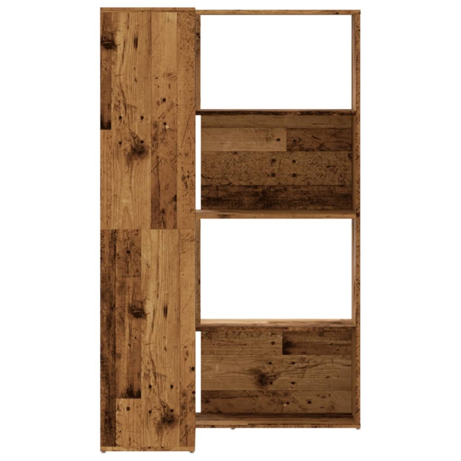 Estantería de esquina 4 niveles madera envejecida 85x85x140