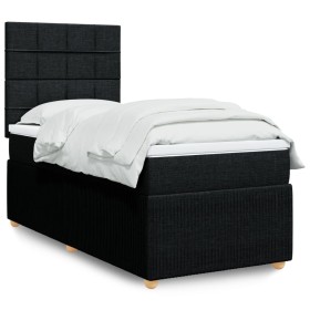 Cama box spring con colchón tela negro 80x200