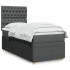Cama box spring con colchón tela gris oscuro 80x200