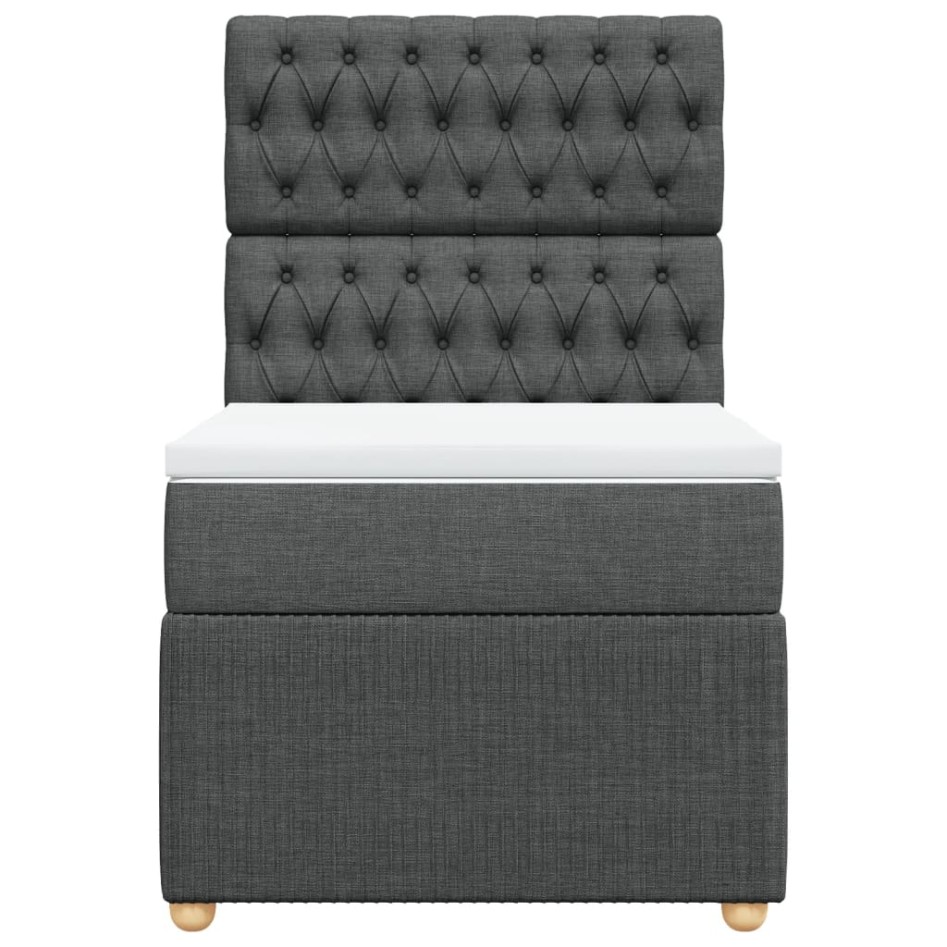 Cama box spring con colchón tela gris oscuro 80x200