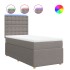 Cama box spring con colchón tela gris taupe 80x200
