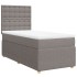 Cama box spring con colchón tela gris taupe 80x200