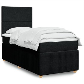 Cama box spring con colchón tela negro 90x200
