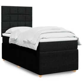 Cama box spring con colchón tela negro 90x200