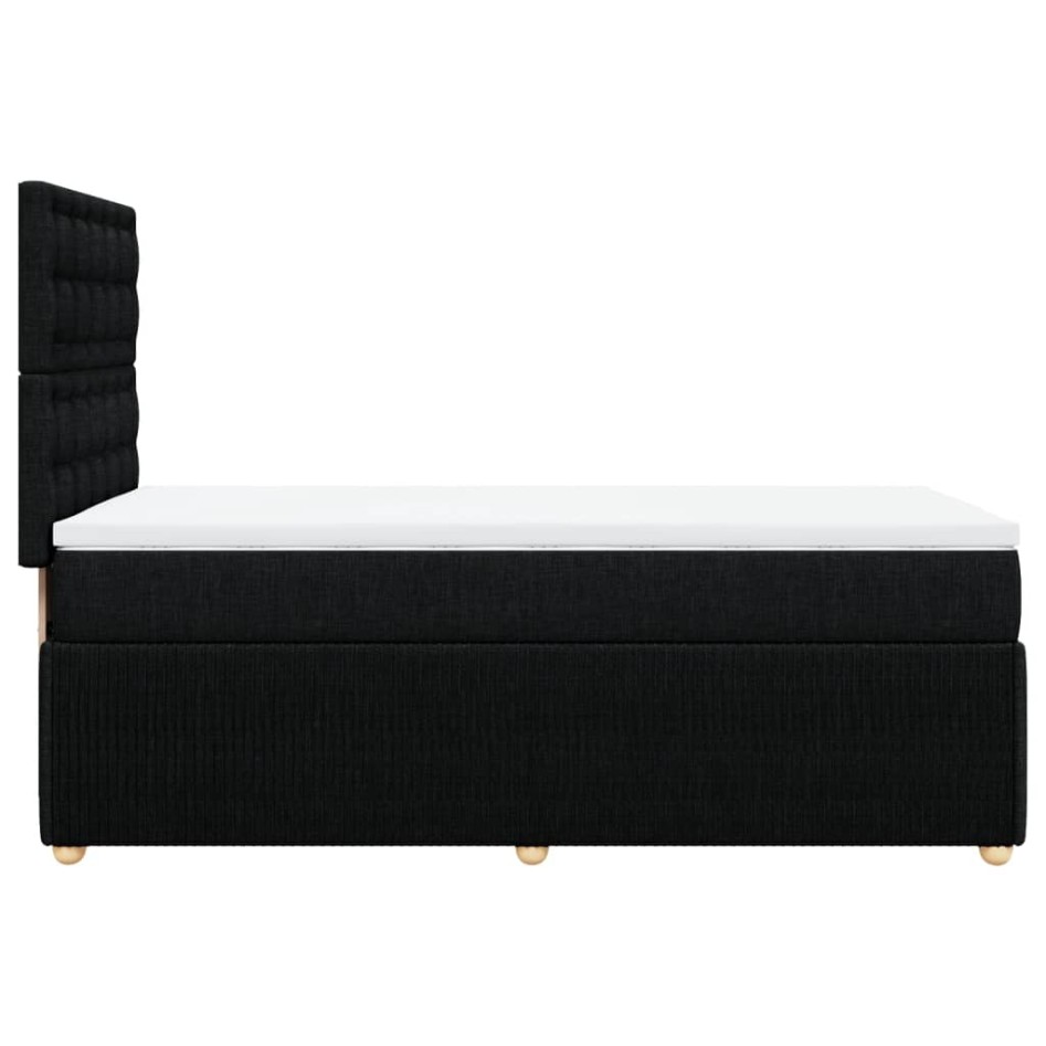 Cama box spring con colchón tela negro 90x200