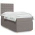 Cama box spring con colchón tela gris taupe 90x200