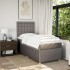 Cama box spring con colchón tela gris taupe 90x200
