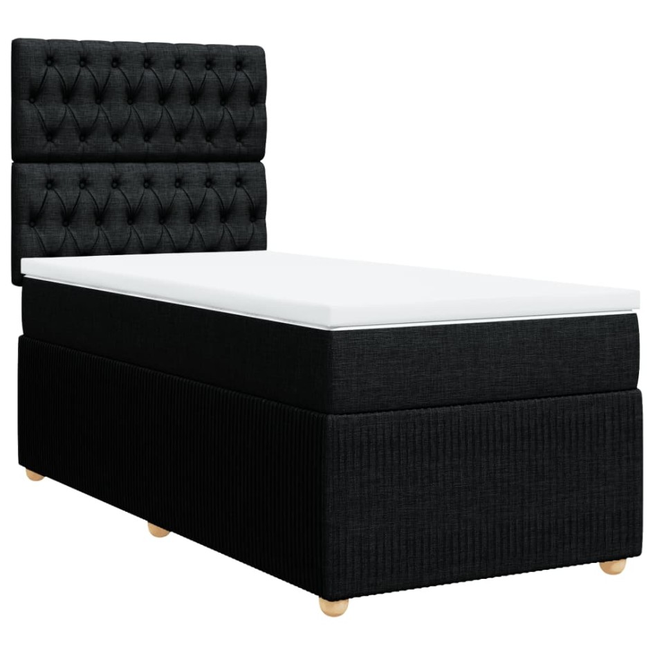 Cama box spring con colchón tela negro 100x200