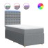 Cama box spring con colchón tela gris claro 100x200