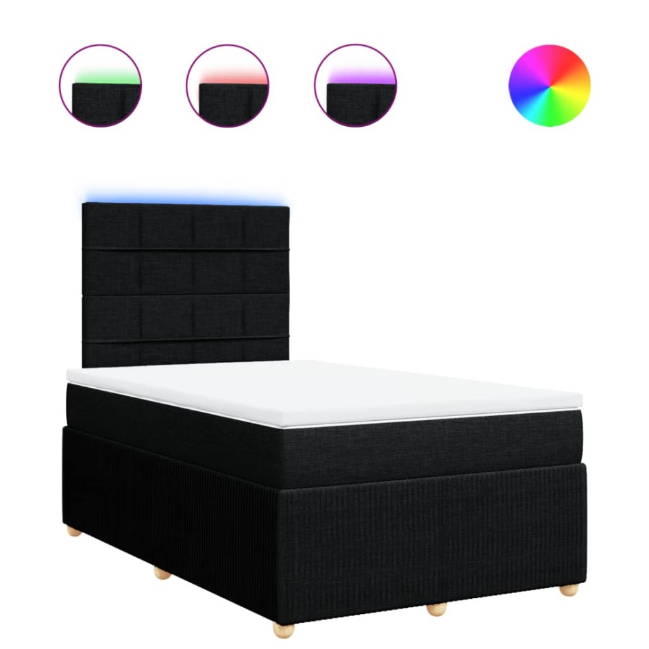 Cama box spring con colchón tela negro 120x190