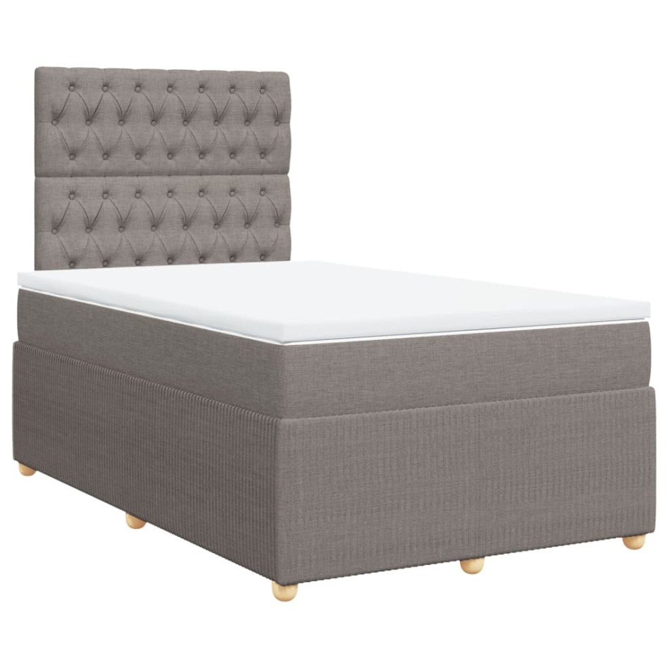 Cama box spring con colchón tela gris taupe 120x190