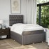 Cama box spring con colchón tela gris taupe 120x190