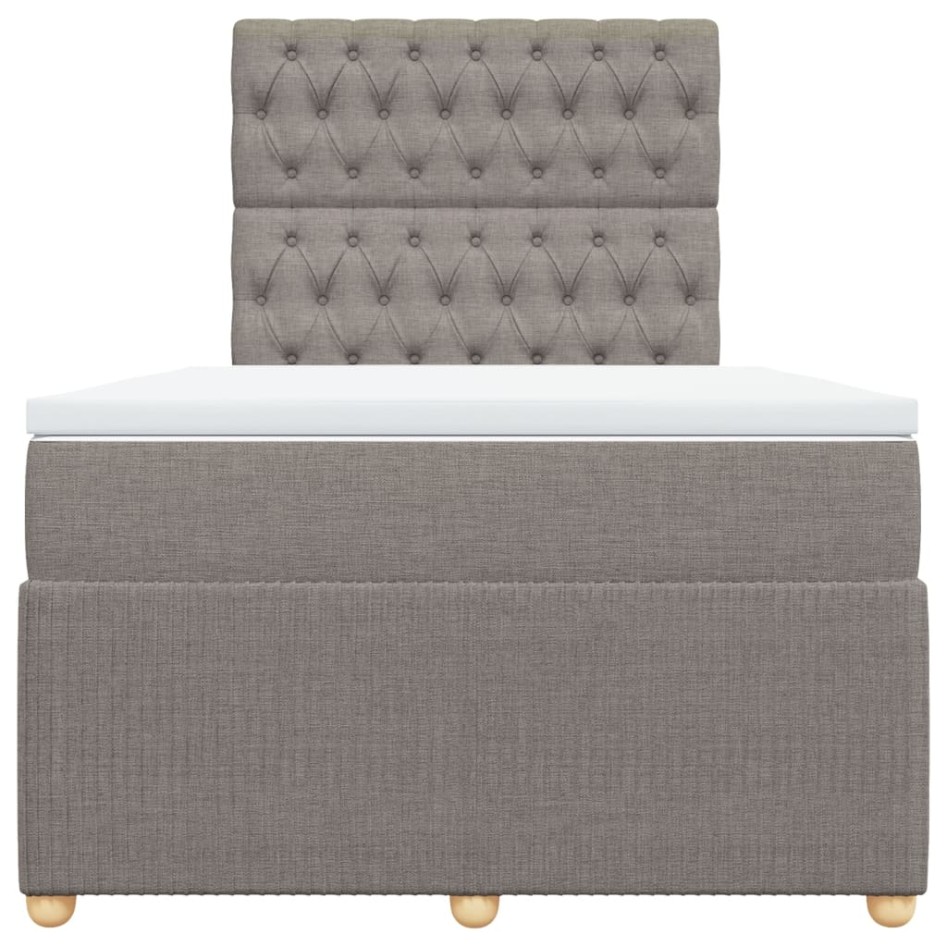 Cama box spring con colchón tela gris taupe 120x190