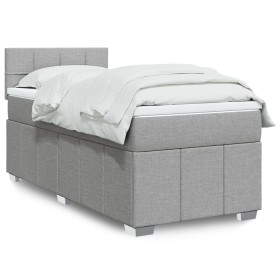 Cama box spring con colchón tela gris claro 80x200