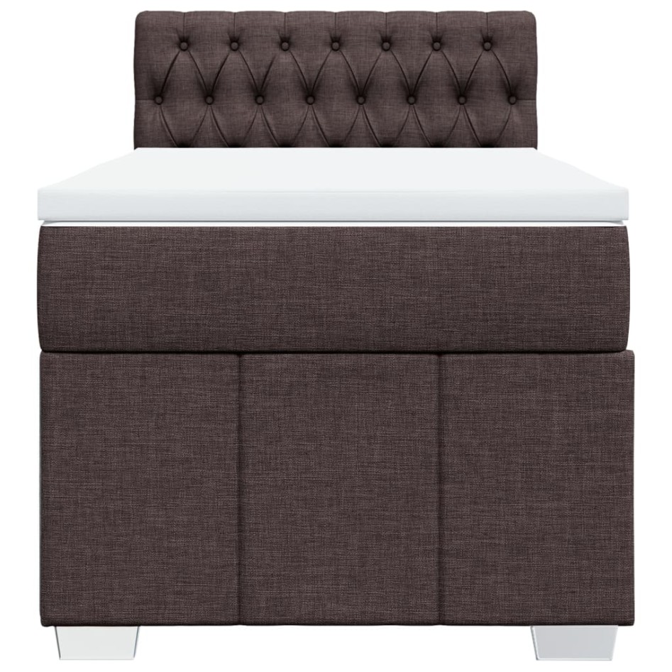 Cama box spring con colchón tela marrón oscuro 80x200
