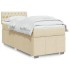 Cama box spring con colchón tela color crema 80x200