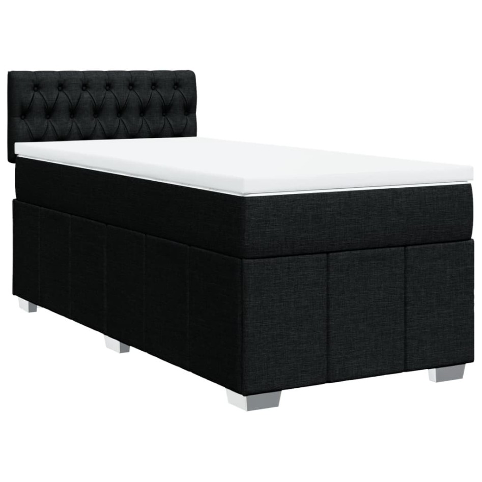 Cama box spring con colchón tela negro 90x190