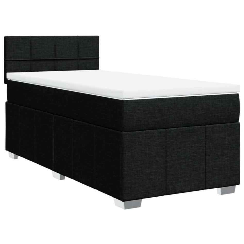 Cama box spring con colchón tela negro 90x200
