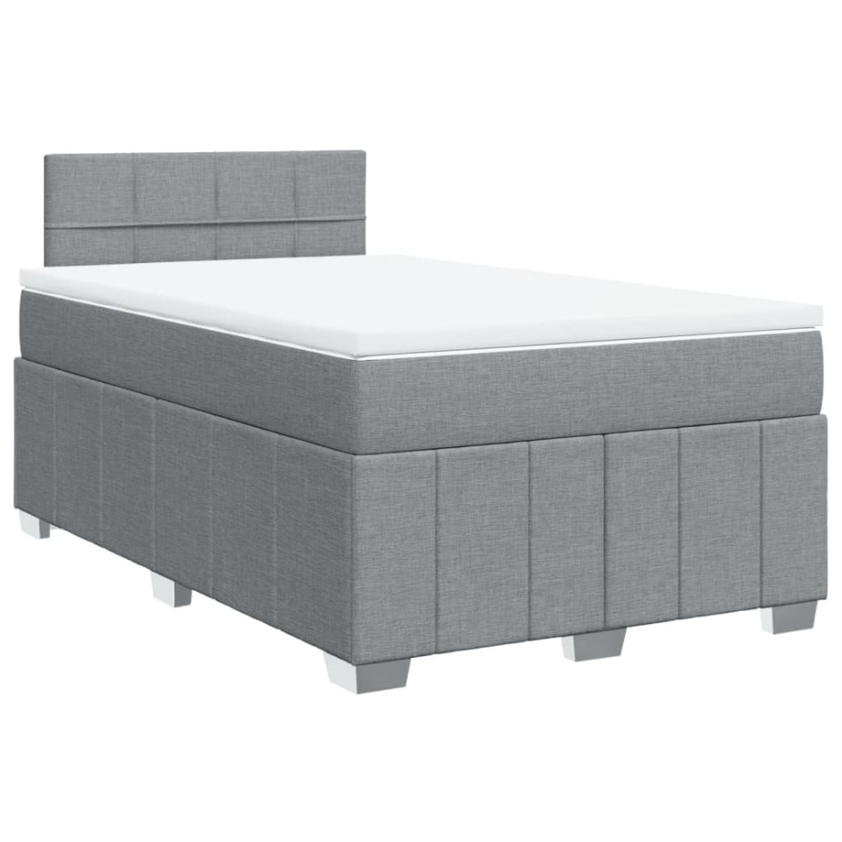 Cama box spring con colchón tela gris claro 120x200